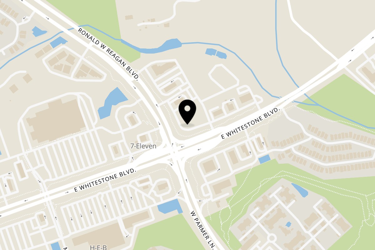 Map showing the location of Desi Circle on 3101 E Whitestone Blvd F200 in Cedar Park